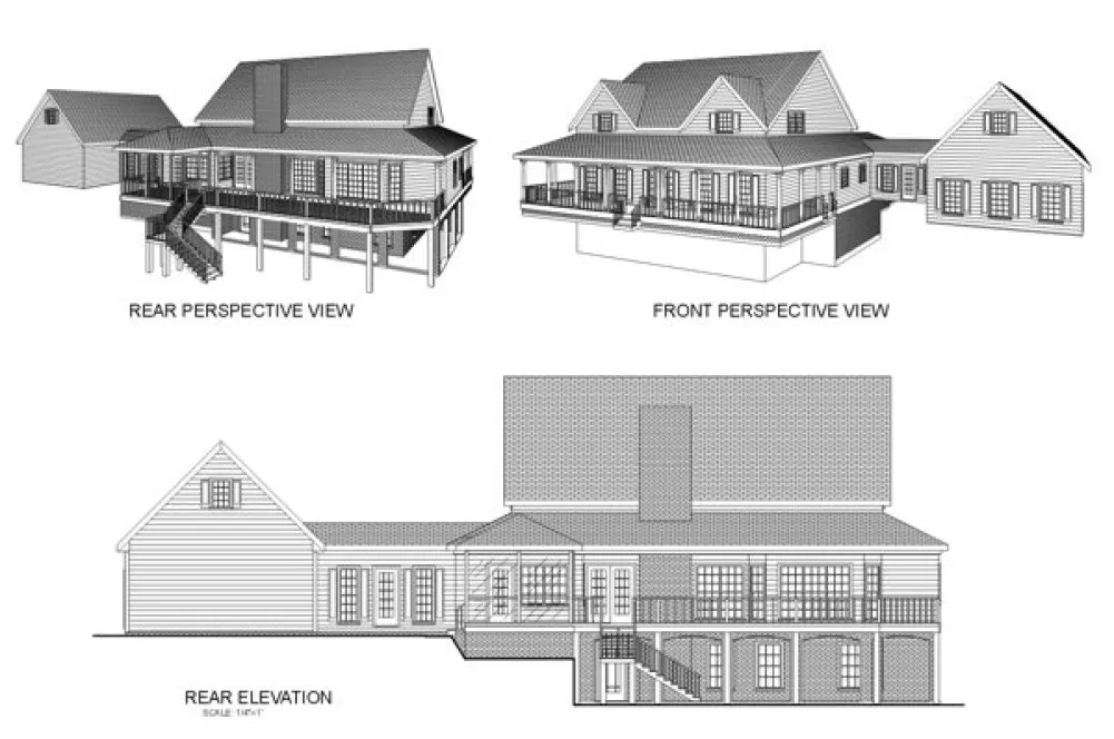 Rear Elevation for House Plan #273192