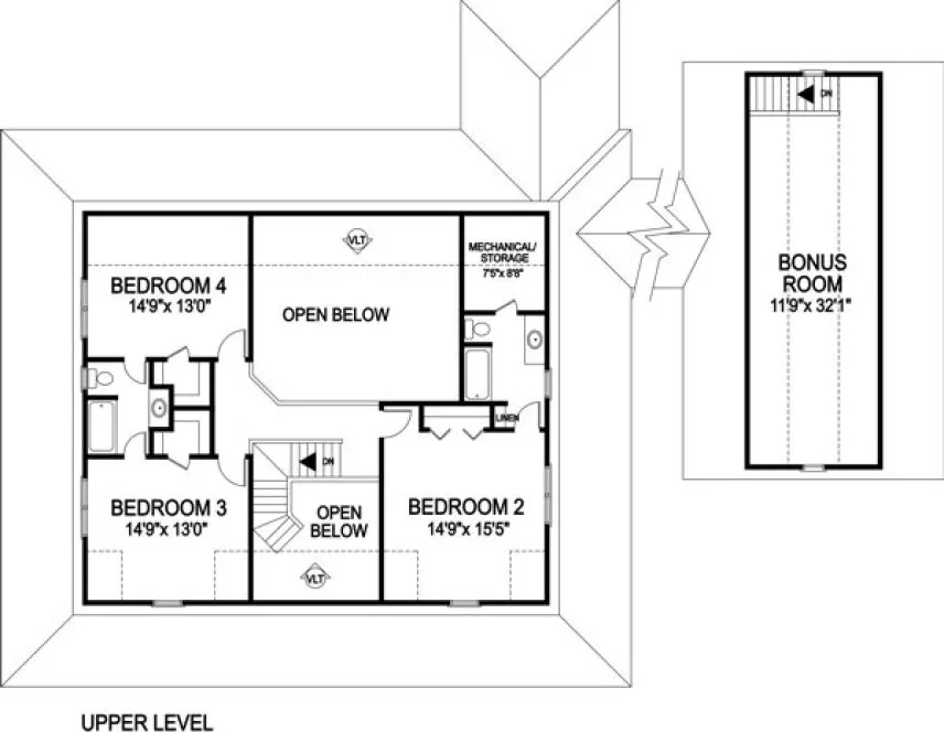 Second Floor Plan for House Plan #273192