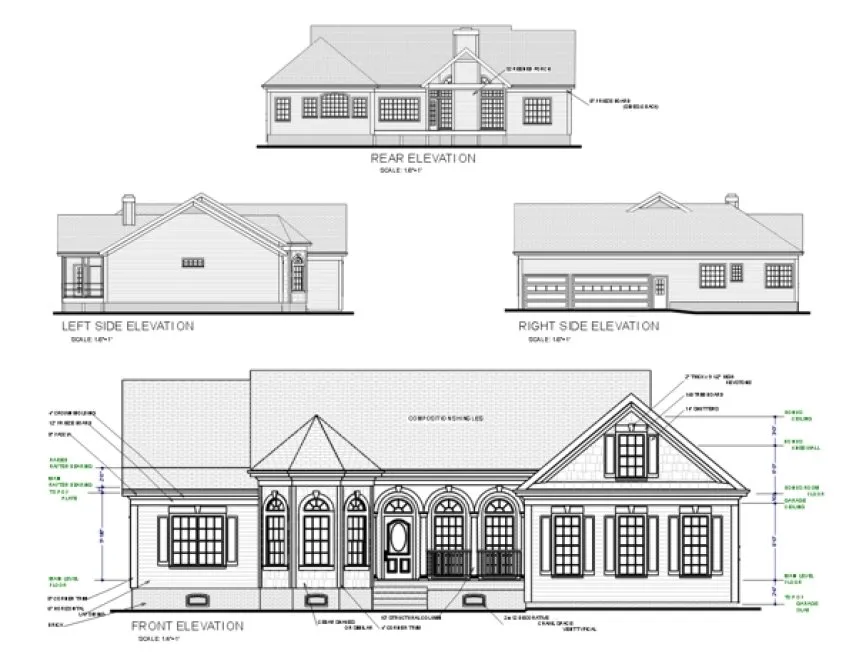 Rear Elevation for House Plan #273191