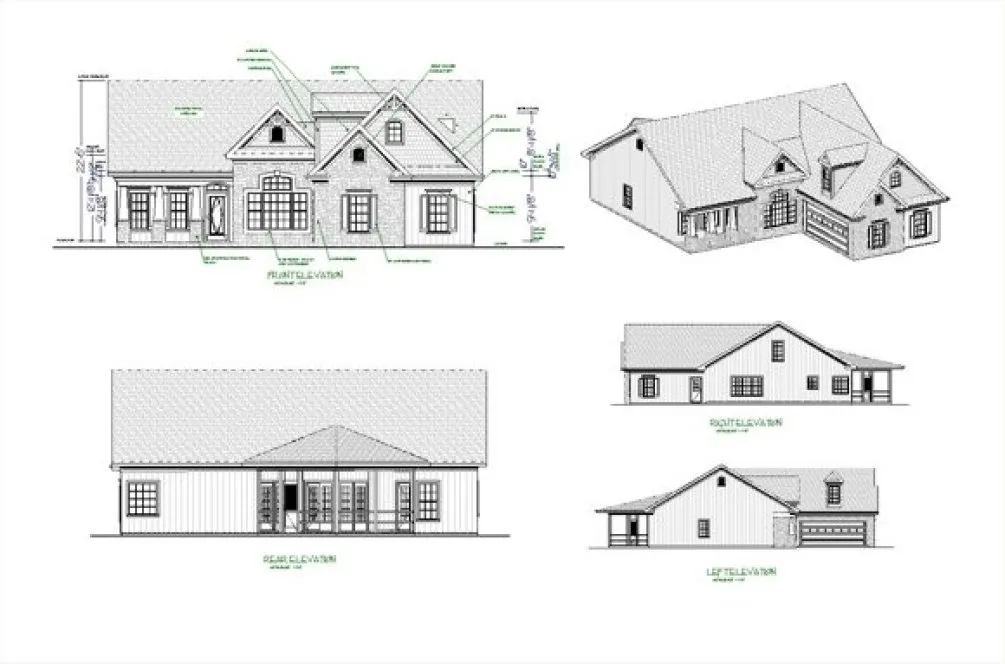 Rear Elevation for House Plan #279181