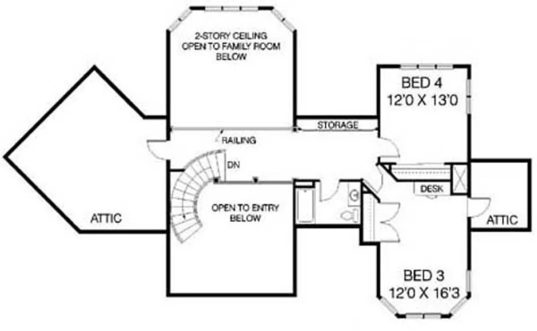 Second Floor Plan for House Plan #162243