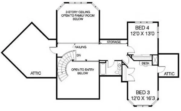 Second Floor Plan for House Plan #162243