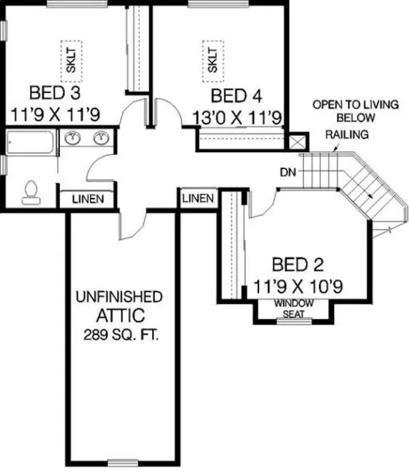 Second Floor Plan for House Plan #163243