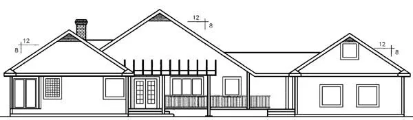 Rear Elevation for House Plan #164243
