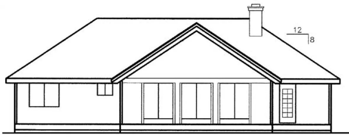 Rear Elevation for House Plan #161405