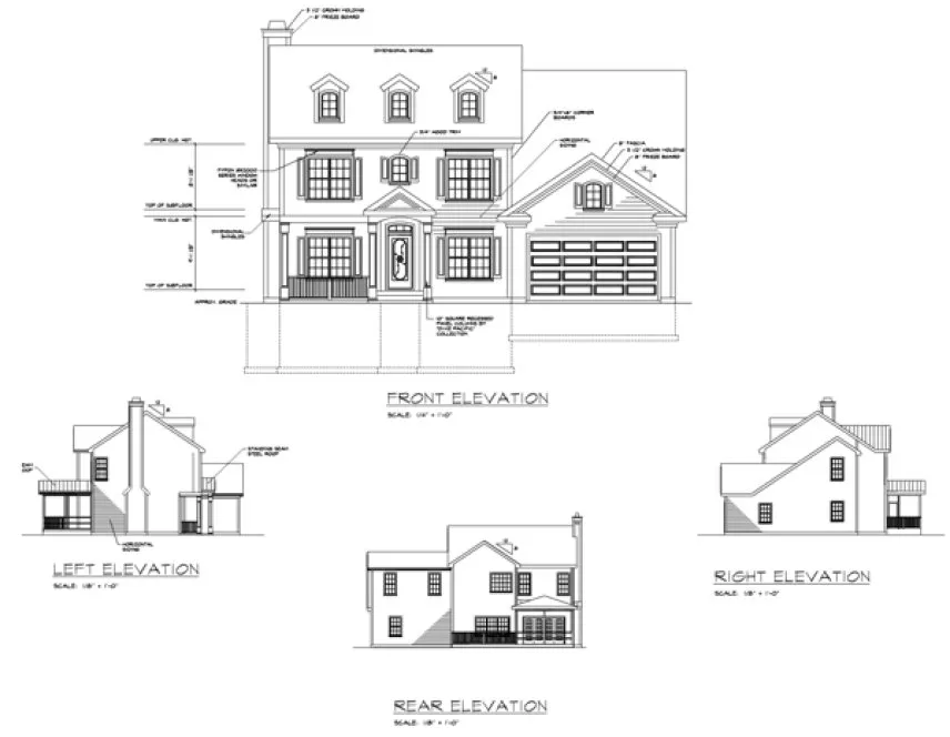Rear Elevation for House Plan #276161