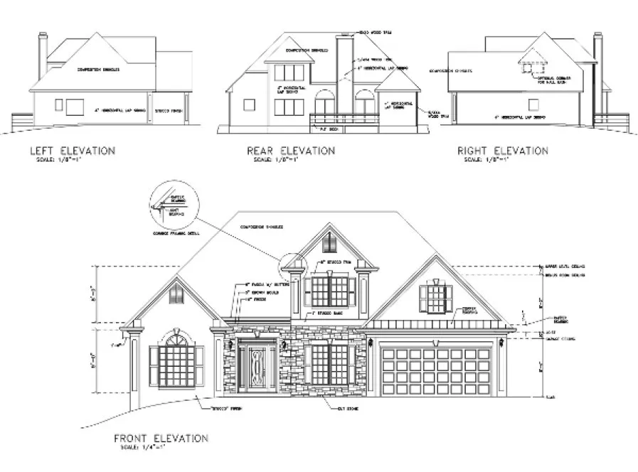 Rear Elevation for House Plan #274181