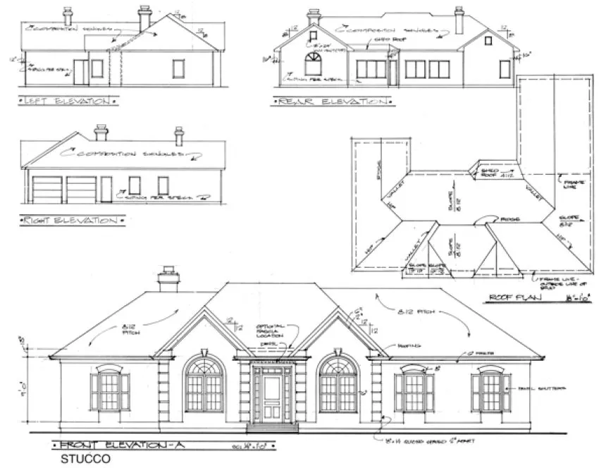 Rear Elevation for House Plan #276002