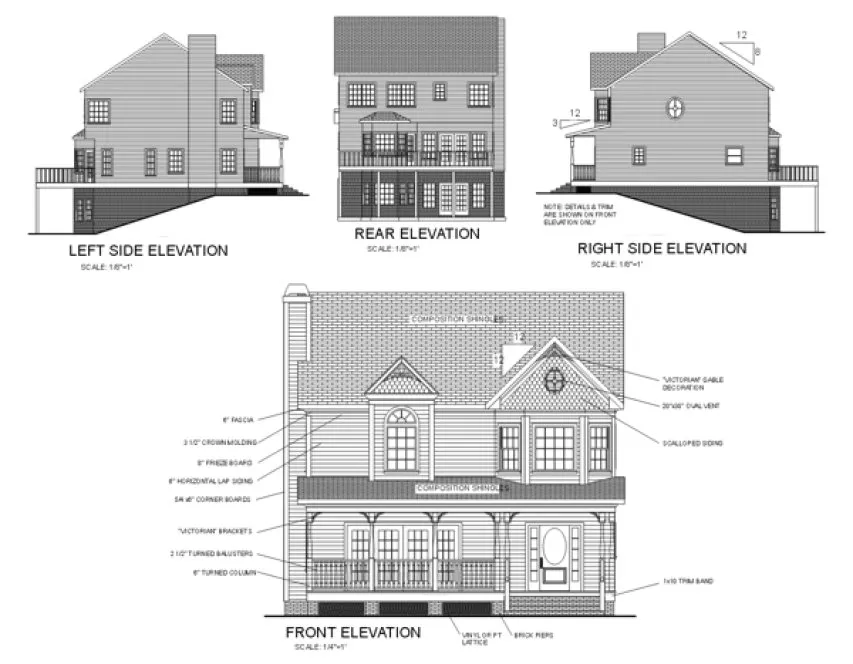 Rear Elevation for House Plan #272191