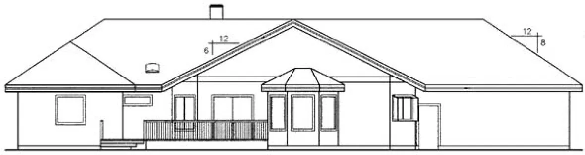 Rear Elevation for House Plan #168153