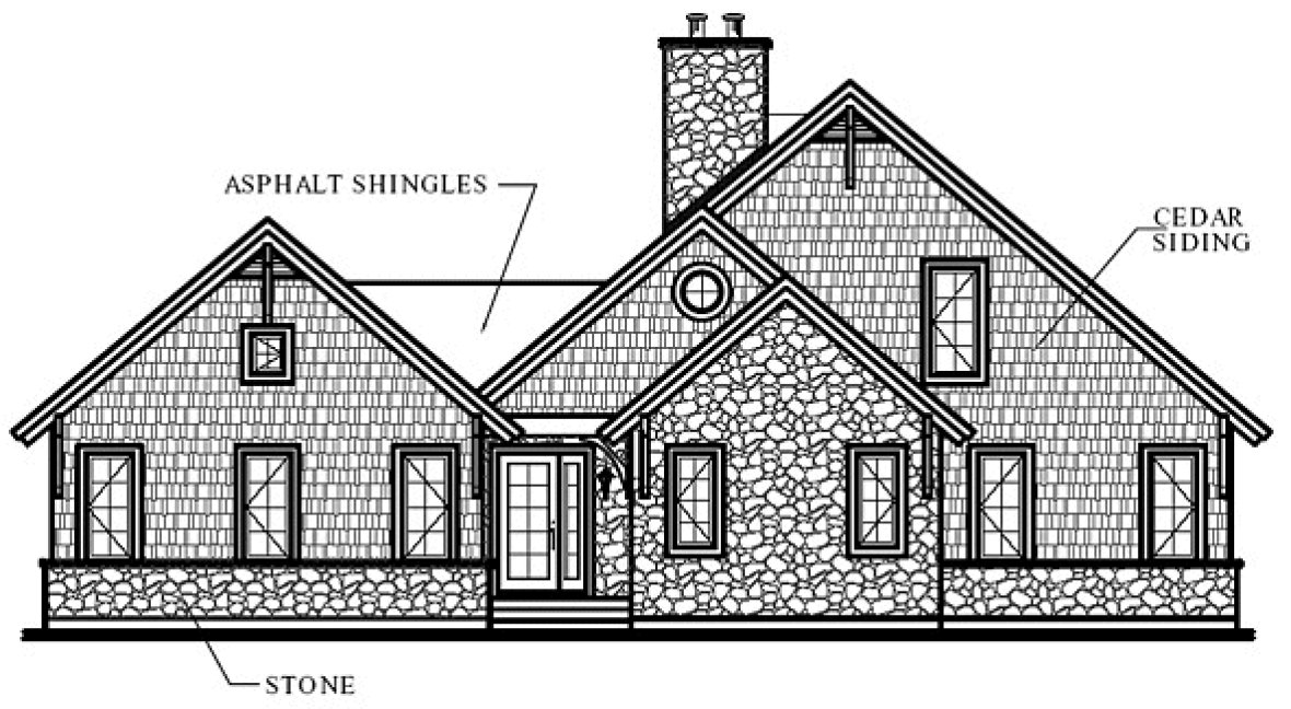 Rear Elevation for House Plan #145293