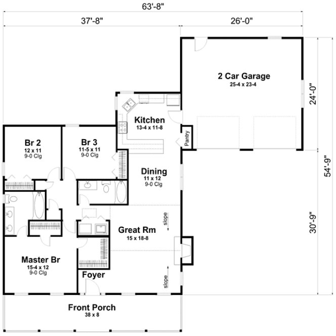 Main Floor Plan for House Plan #258004