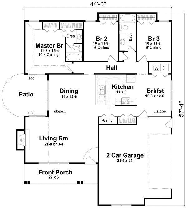 Main Floor Plan for House Plan #259004