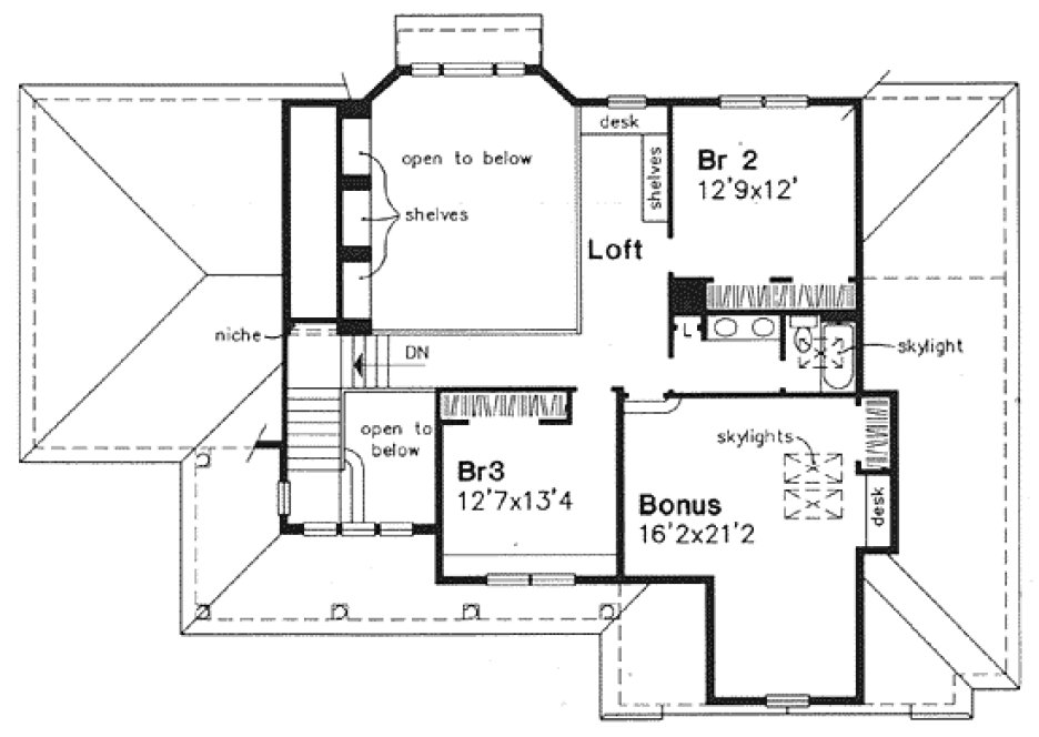 Second Floor Plan for House Plan #299105