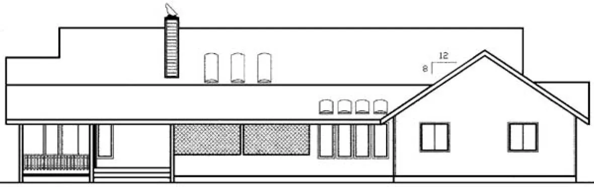 Rear Elevation for House Plan #161063