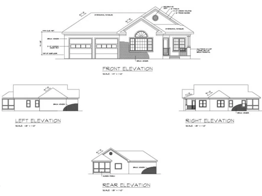 Rear Elevation for House Plan #277021