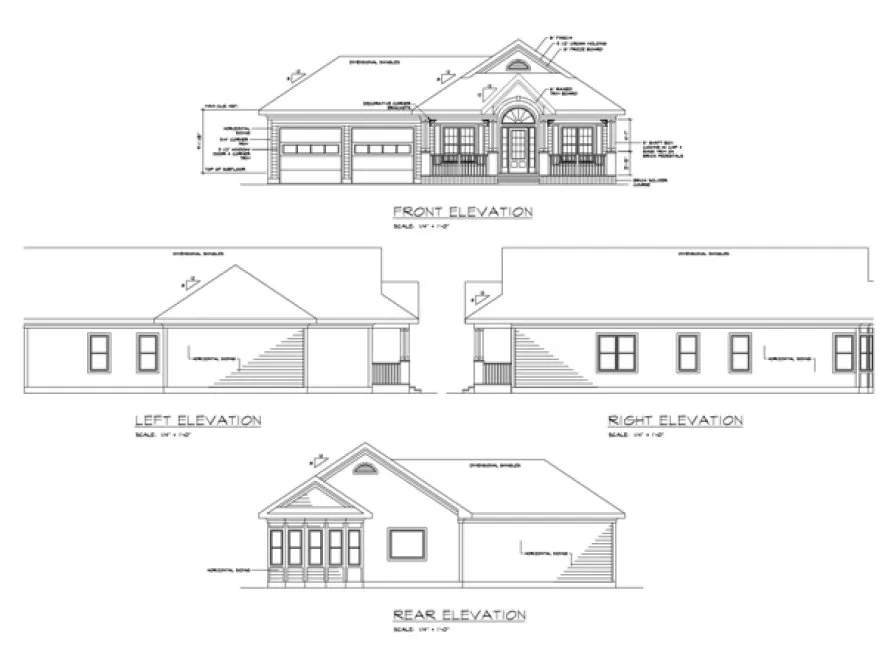 Rear Elevation for House Plan #278021