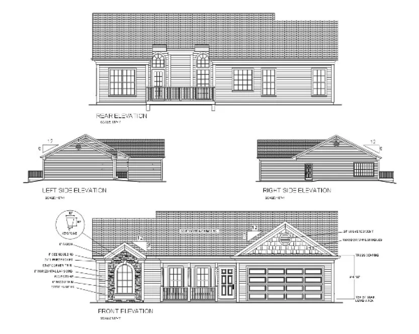 Rear Elevation for House Plan #271131