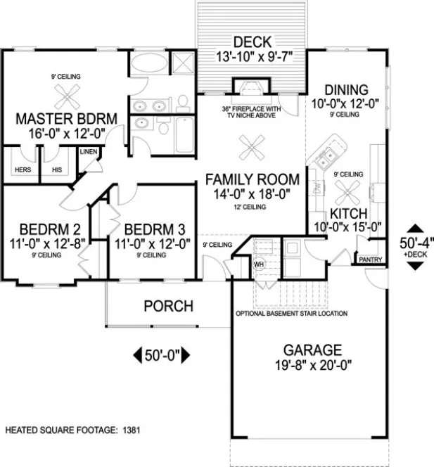 Main Floor Plan for House Plan #271131