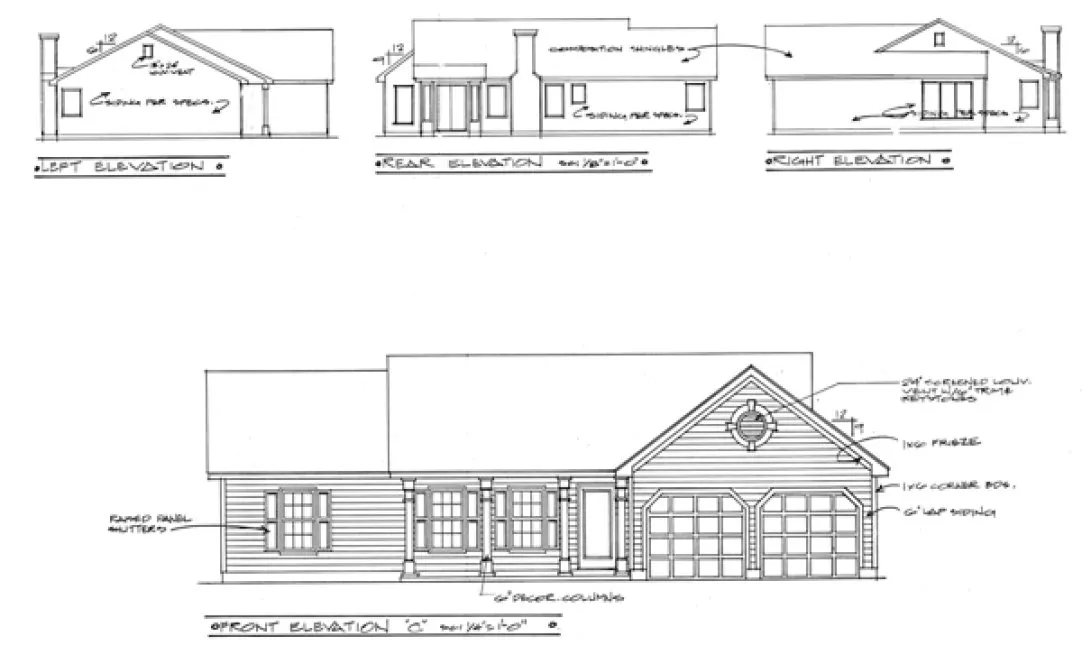 Rear Elevation for House Plan #273141