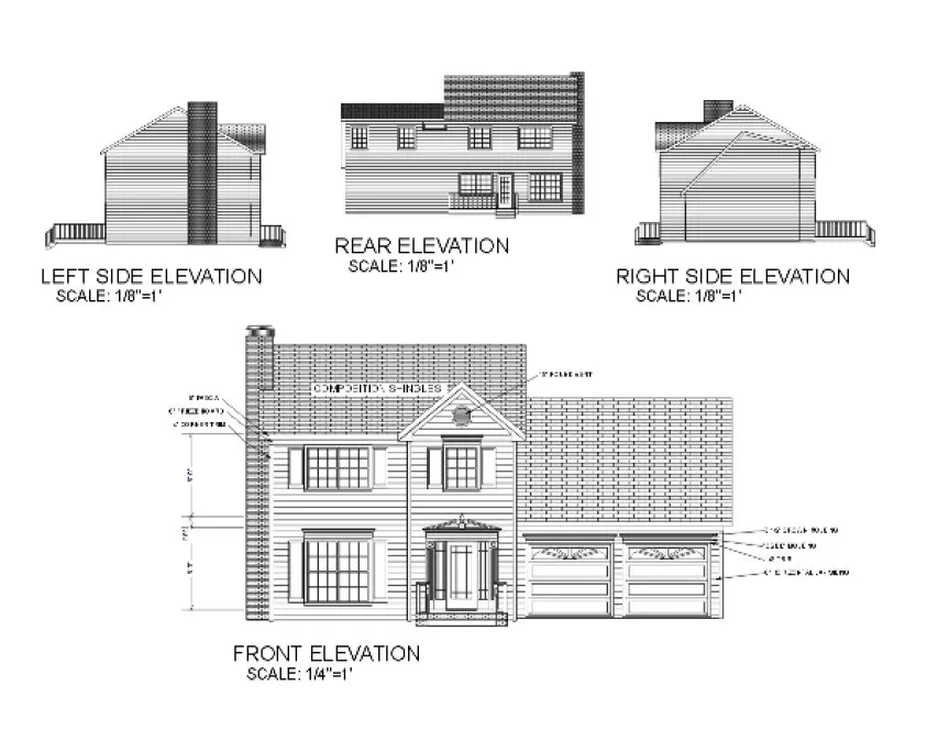 Rear Elevation for House Plan #275141