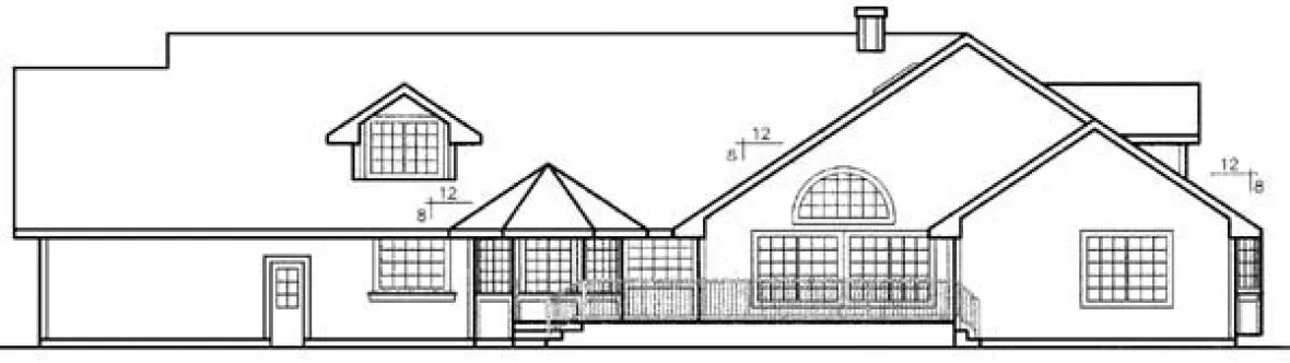 Rear Elevation for House Plan #163073