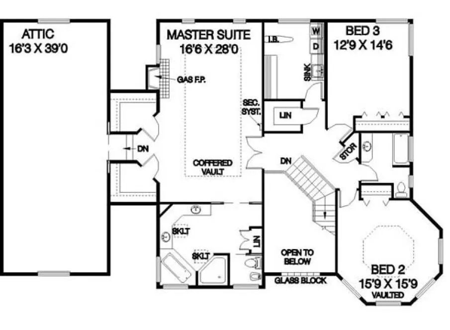 Second Floor Plan for House Plan #165073