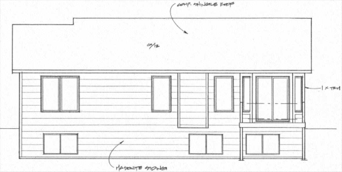 Rear Elevation for House Plan #355990