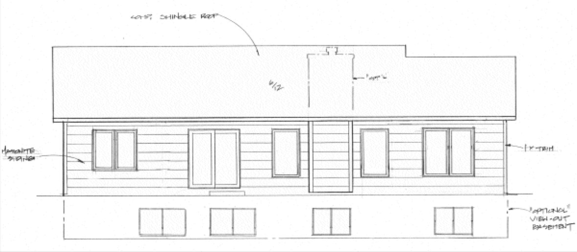 Rear Elevation for House Plan #358121
