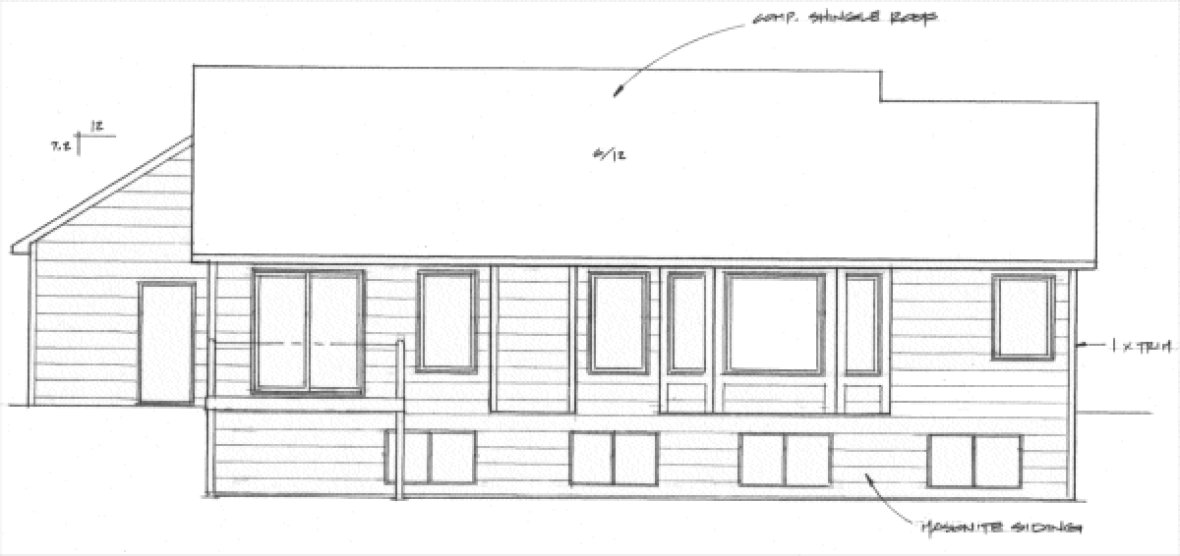 Rear Elevation for House Plan #355721
