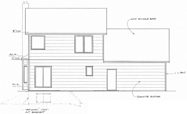 Rear Elevation for House Plan #353431