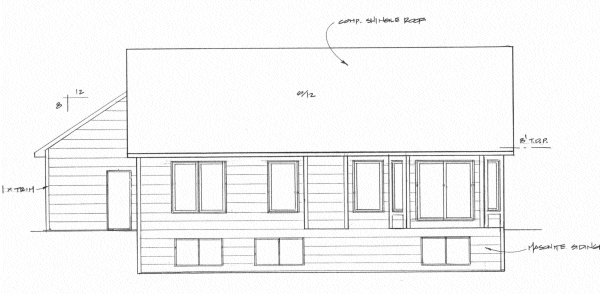 Rear Elevation for House Plan #351641