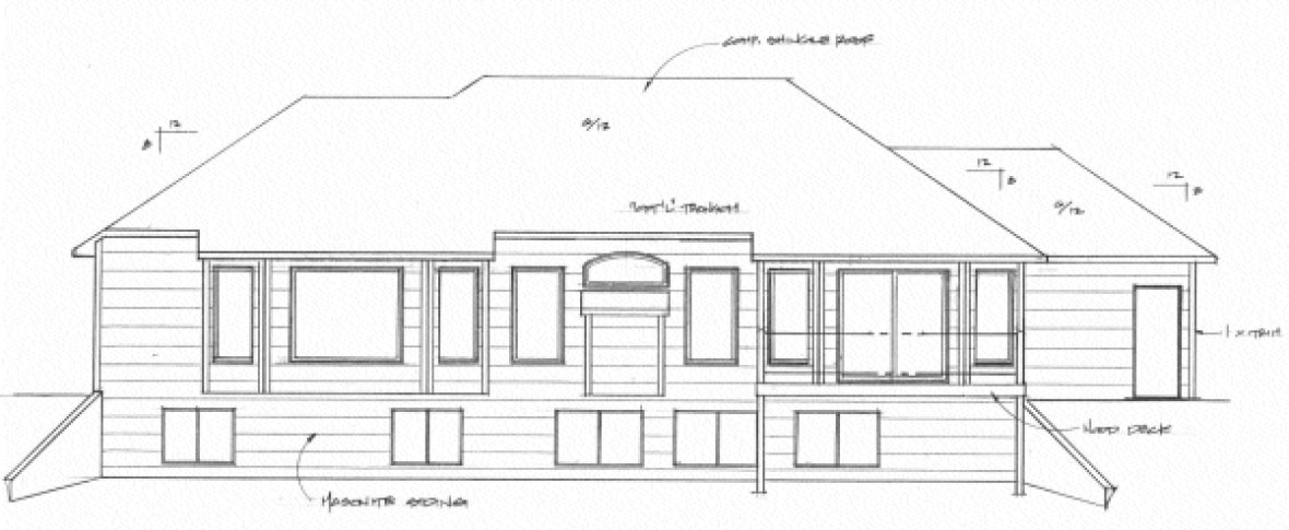 Rear Elevation for House Plan #358051