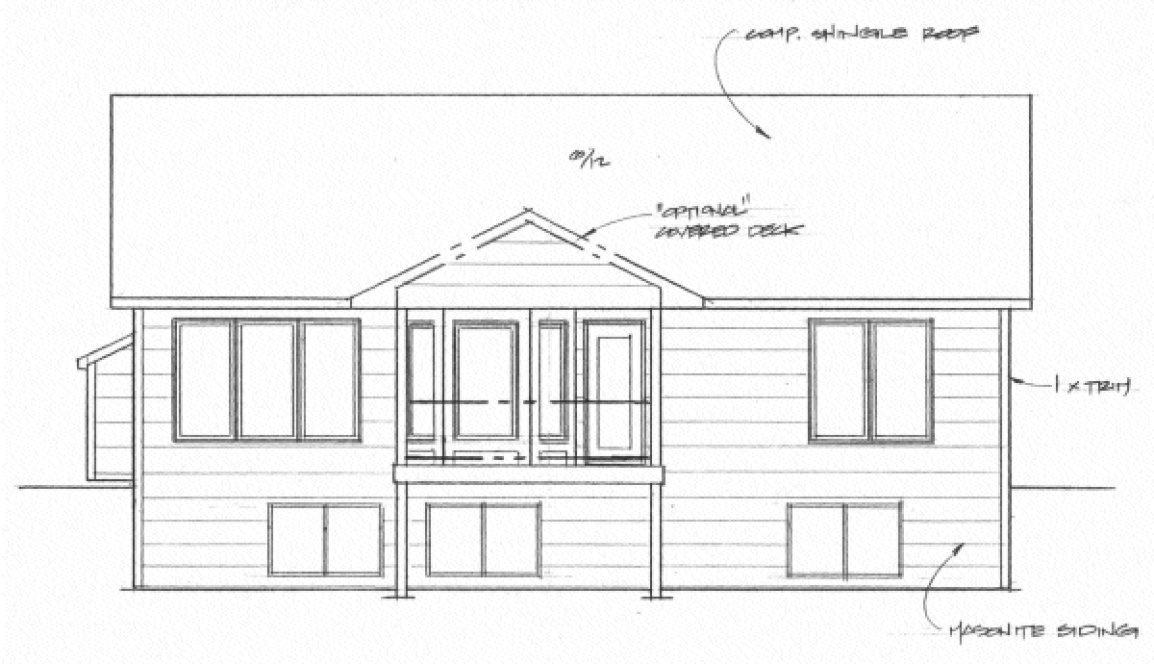 Rear Elevation for House Plan #351901