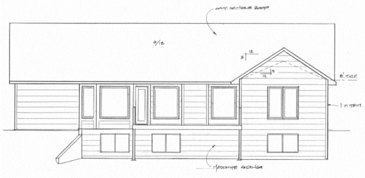 Rear Elevation for House Plan #355461