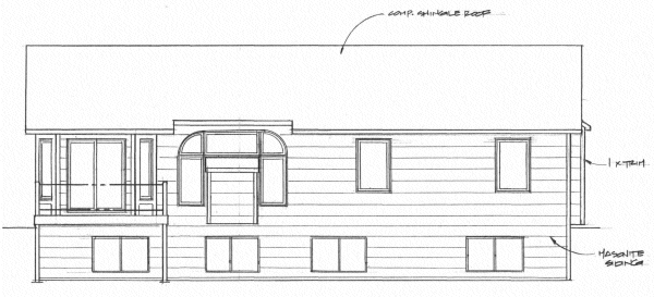 Rear Elevation for House Plan #352611