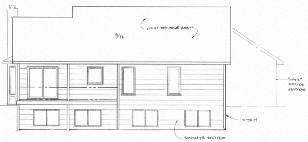 Rear Elevation for House Plan #357631