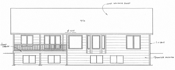 Rear Elevation for House Plan #351551