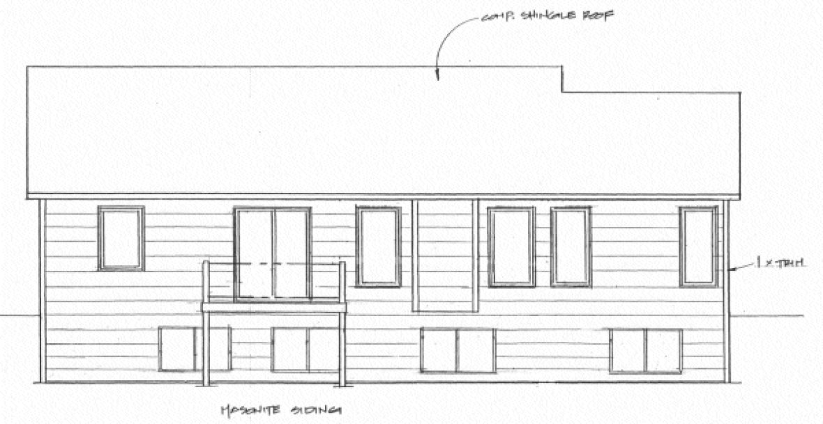 Rear Elevation for House Plan #354611