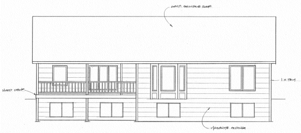 Rear Elevation for House Plan #355921