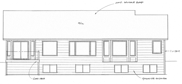 Rear Elevation for House Plan #355641