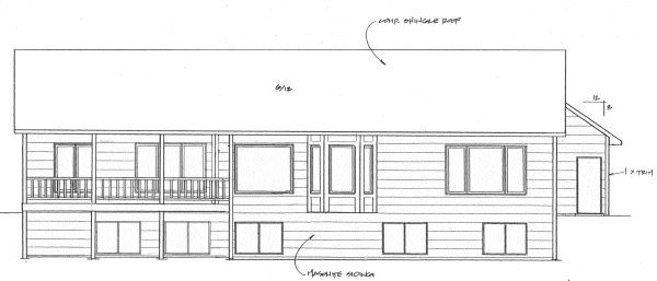 Rear Elevation for House Plan #352002