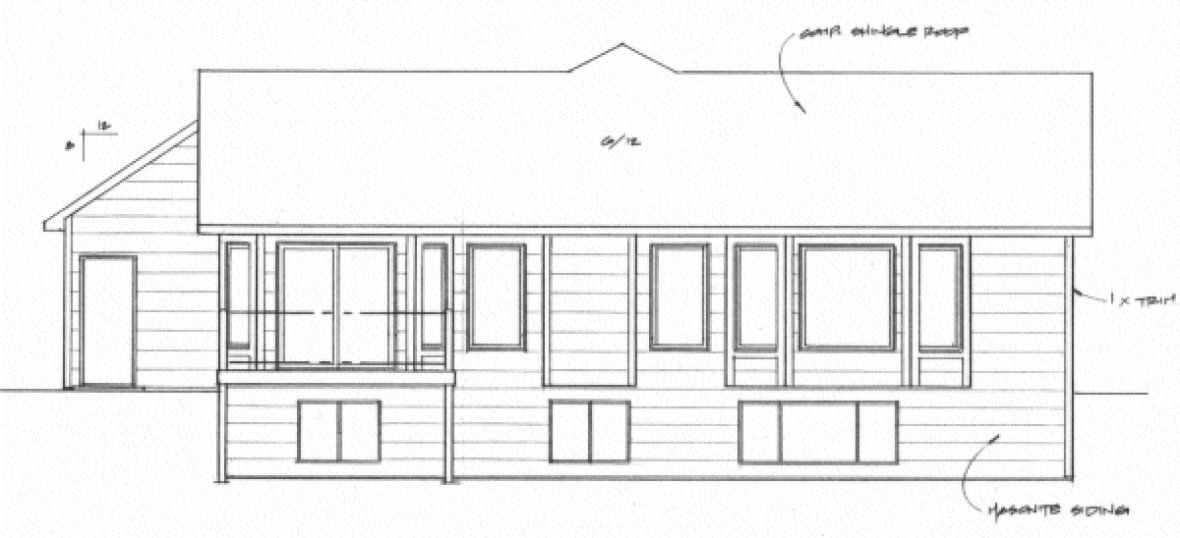 Rear Elevation for House Plan #354121