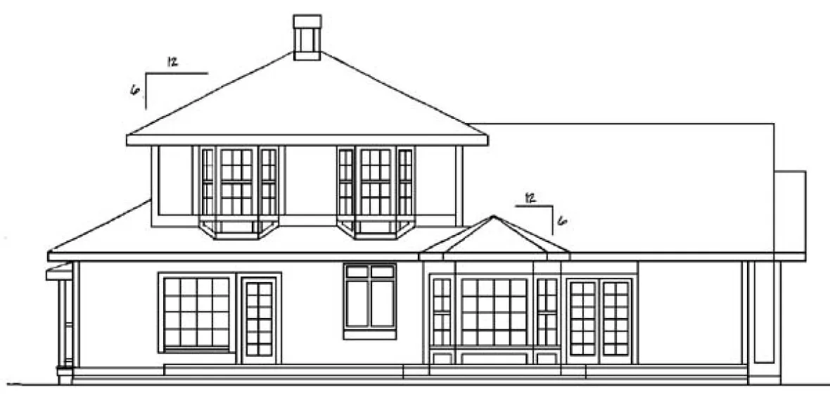 Rear Elevation for House Plan #168110