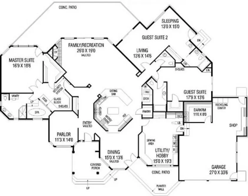 Main Floor Plan for House Plan #163320