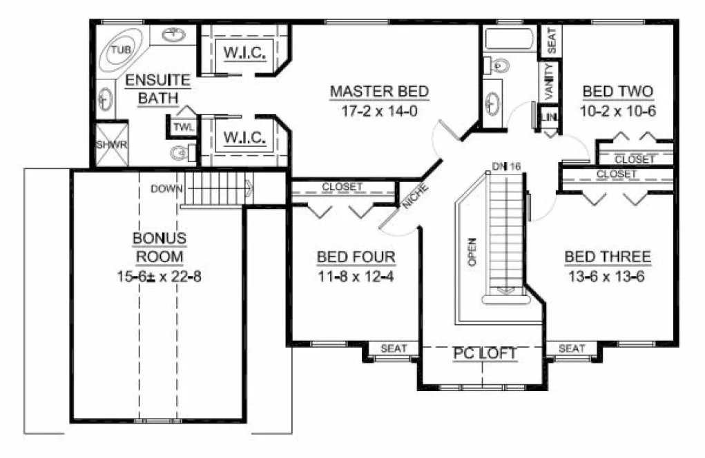 Second Floor Plan for House Plan #102910