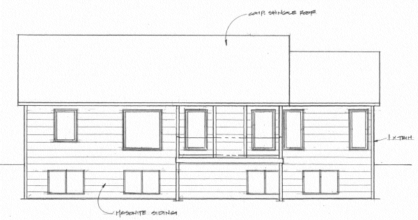Rear Elevation for House Plan #359621