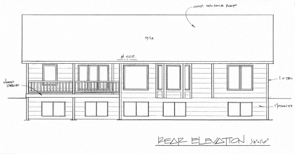Rear Elevation for House Plan #355141