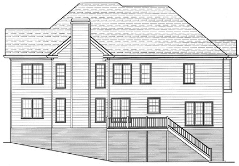 Rear Elevation for House Plan #123462