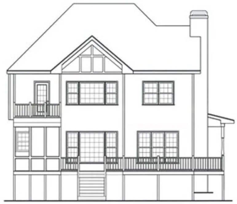 Rear Elevation for House Plan #124762